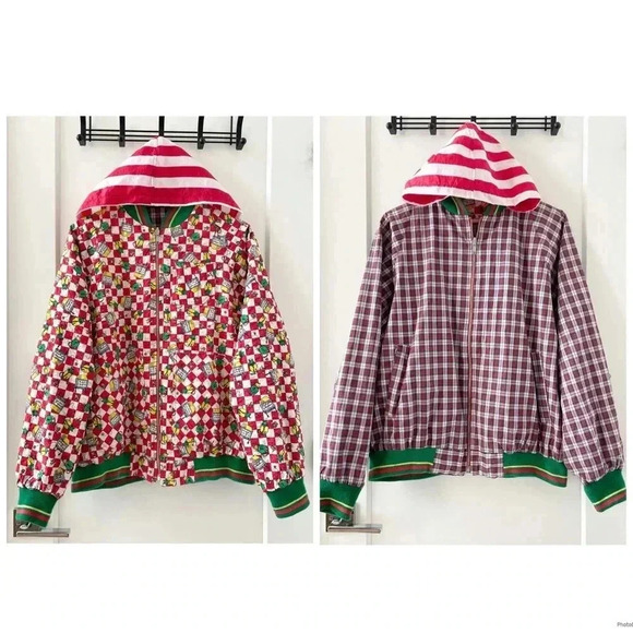 Vintage Oilily Reversible Jacket Quilt Lined Cats Lover And Christmas Size S - Picture 1 of 15